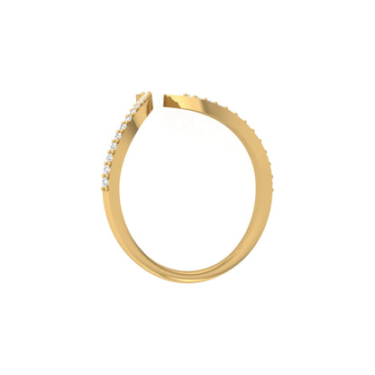 Elegant Round Open-Ended Pave Diamond Band Ring 10KT Solid Gold Minimalist Band For Women