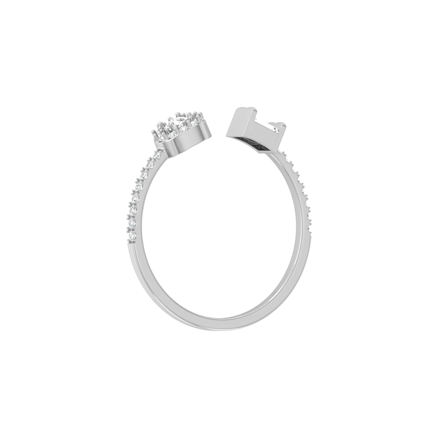 0.28 CT Pear & Round Cut Open Cuff Band Ring Mix & Match Modern Elegance
