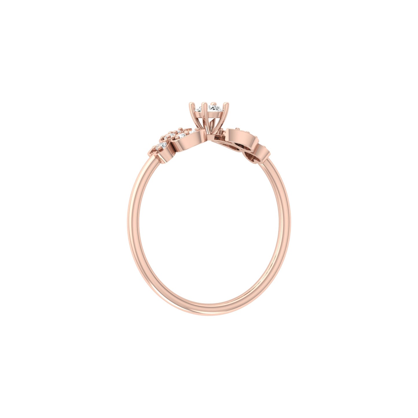 Handcrafted Floral Round Diamond 14K Gold Ring with Real Diamonds Timeless Charm