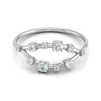 Unique Round Cut Diamond Wedding Band Elegant Thin Ring In 14K Solid Gold