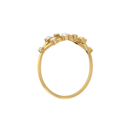 Unique Round Cut Diamond Wedding Band Elegant Thin Ring In 14K Solid Gold