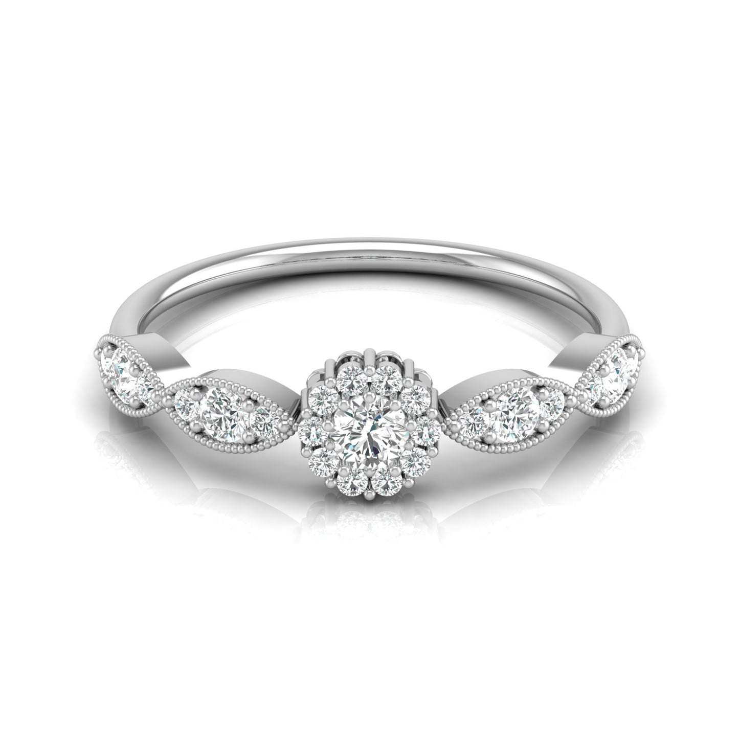 Minimalist Round Halo Diamond Ring For Women's 14K Solid Gold Everyday Elegance