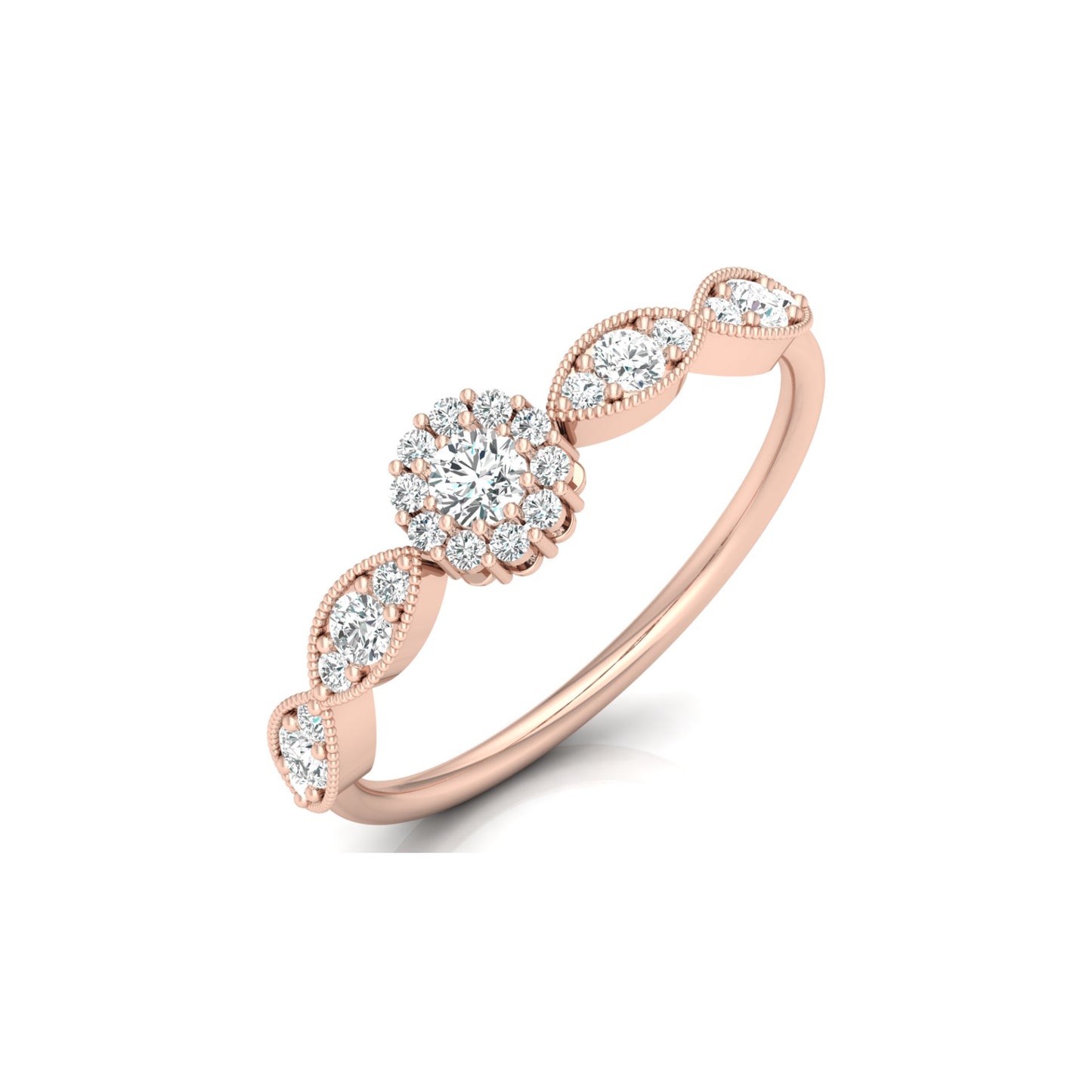 Minimalist Round Halo Diamond Ring For Women's 14K Solid Gold Everyday Elegance