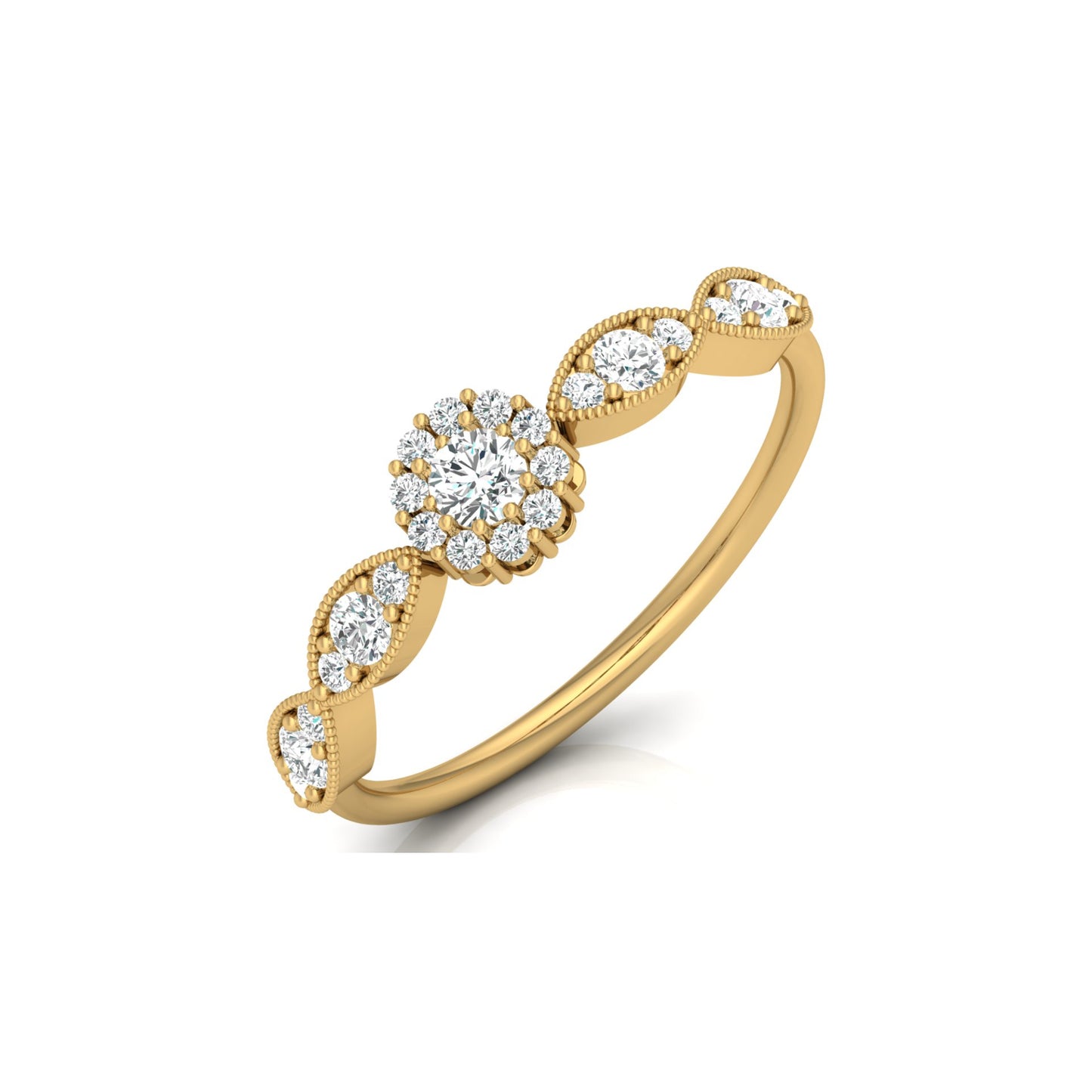 Minimalist Round Halo Diamond Ring For Women's 14K Solid Gold Everyday Elegance
