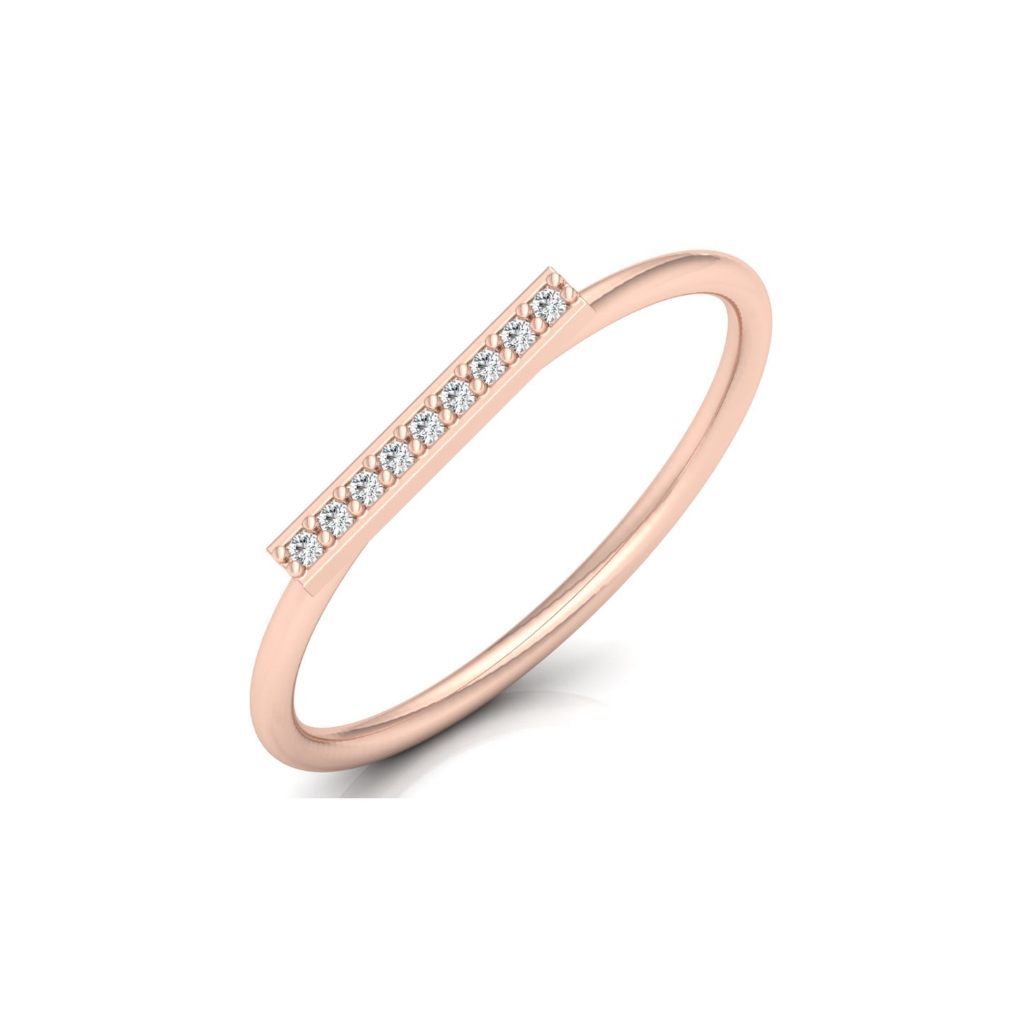 Minimalist Round Diamond Stackable Band Ring Elegant Gift for Women's In 18K Solid Gold