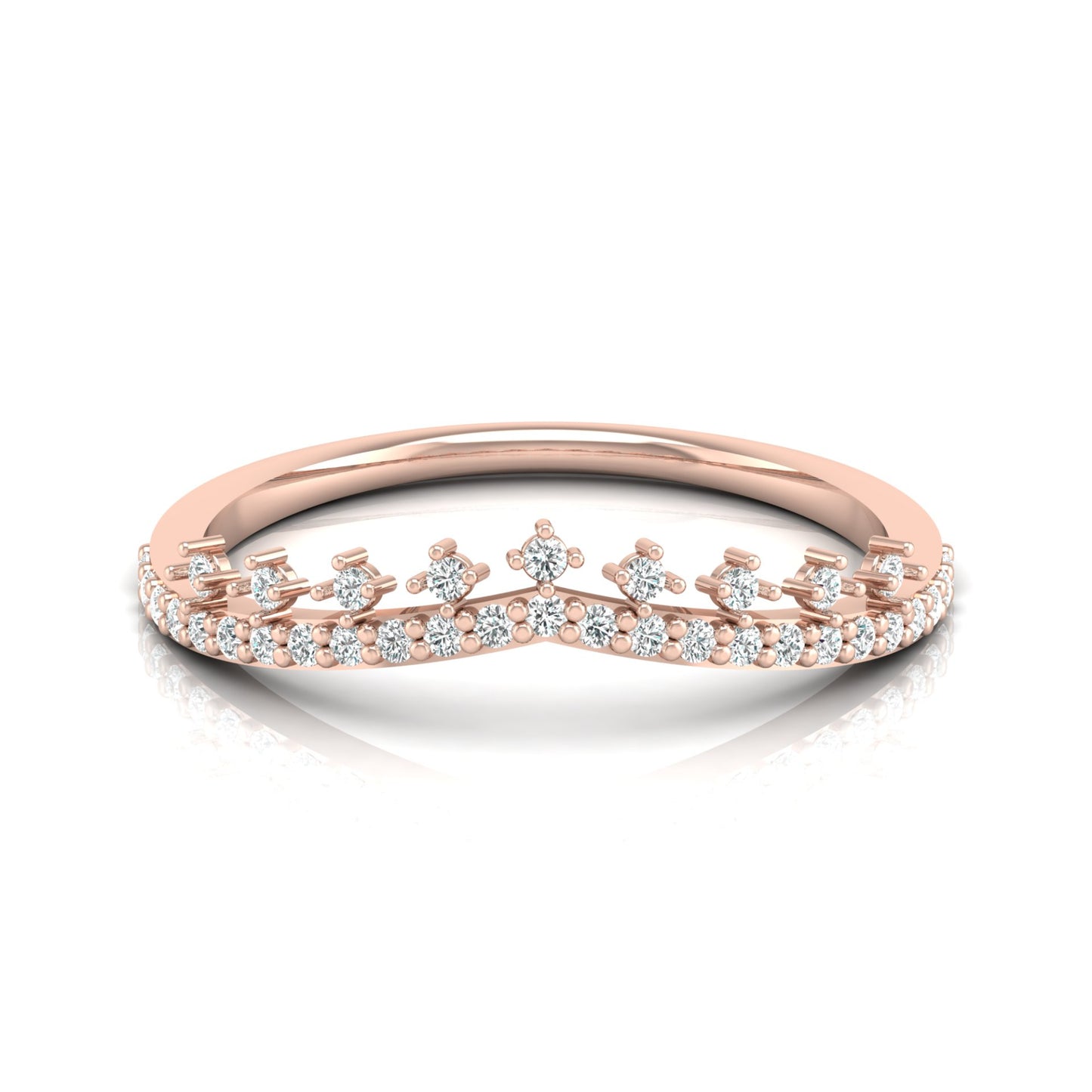 Crown Inspired Round Cut Diamond Band Ring Modern And Secure Design For Love