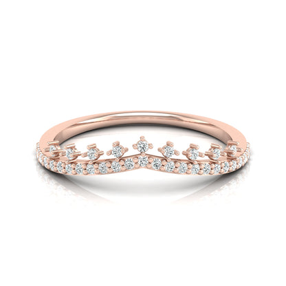 Crown Inspired Round Cut Diamond Band Ring Modern And Secure Design For Love