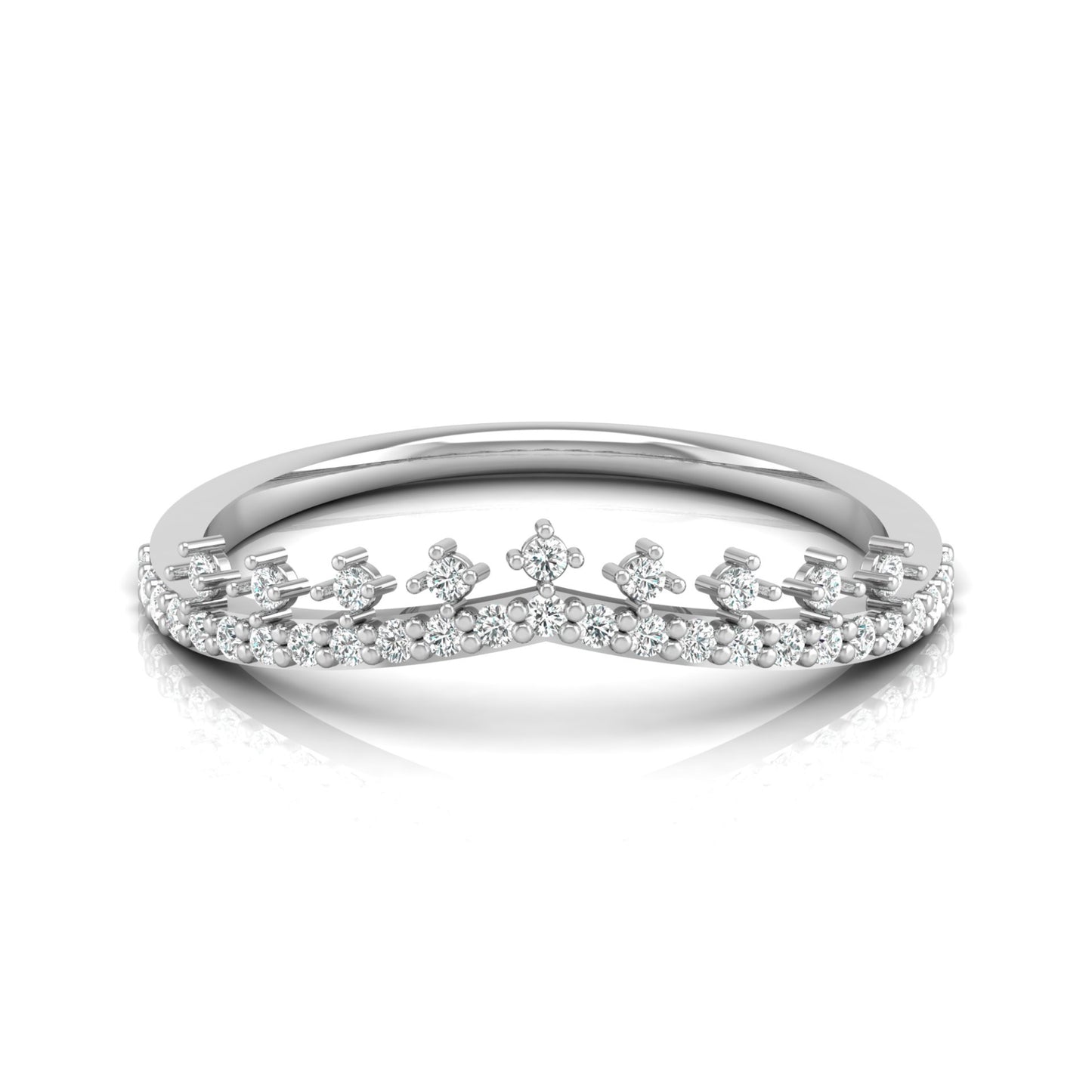 Crown Inspired Round Cut Diamond Band Ring Modern And Secure Design For Love