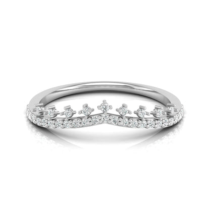 Crown Inspired Round Cut Diamond Band Ring Modern And Secure Design For Love