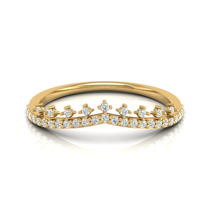 Crown Inspired Round Cut Diamond Band Ring Modern And Secure Design For Love