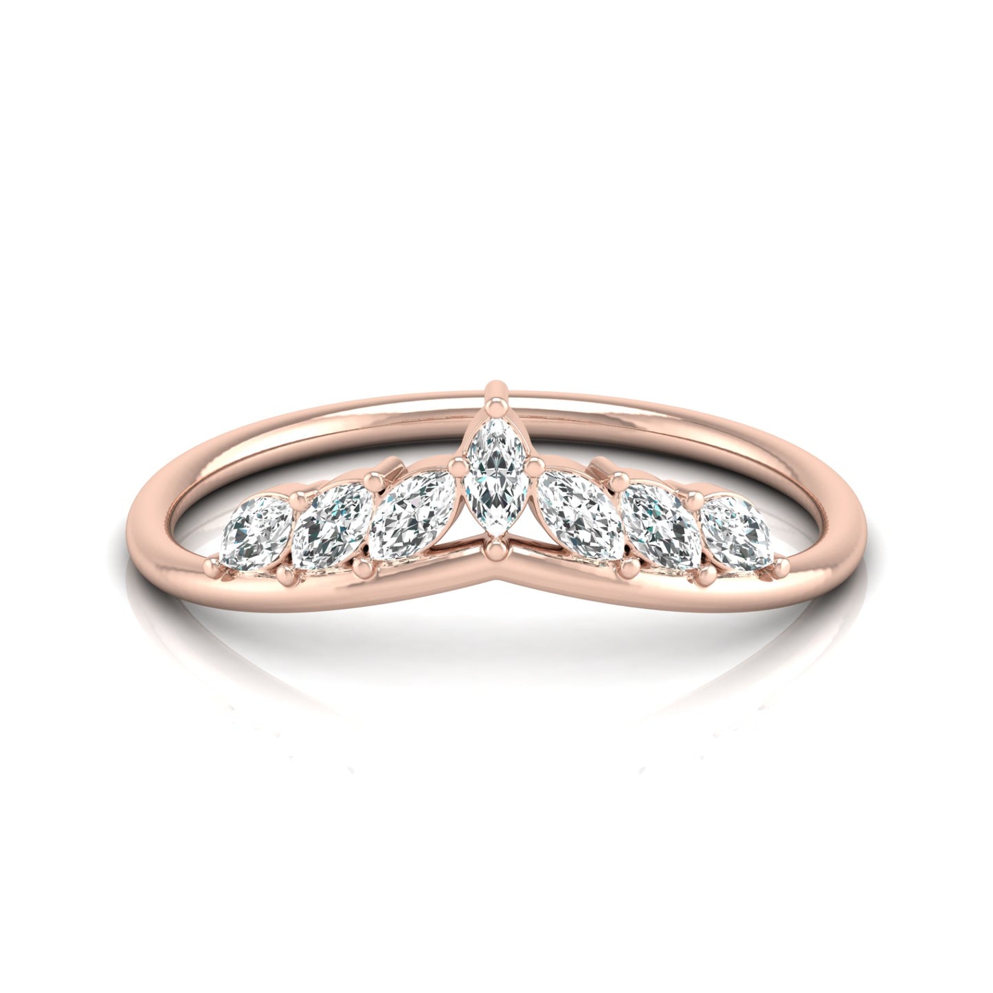 Marquise Cut Ring Band In Labgrown Or Natural Diamond In 14K Solid Gold Classic Elegance On A Budget