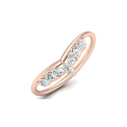 Marquise Cut Ring Band In Labgrown Or Natural Diamond In 14K Solid Gold Classic Elegance On A Budget