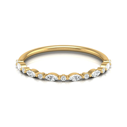 Marquise And Round Cut Lab Or Natural Diamond Ring For Anniversary Gift In 14 KT Solid Gold