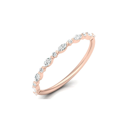 Marquise And Round Cut Lab Or Natural Diamond Ring For Anniversary Gift In 14 KT Solid Gold