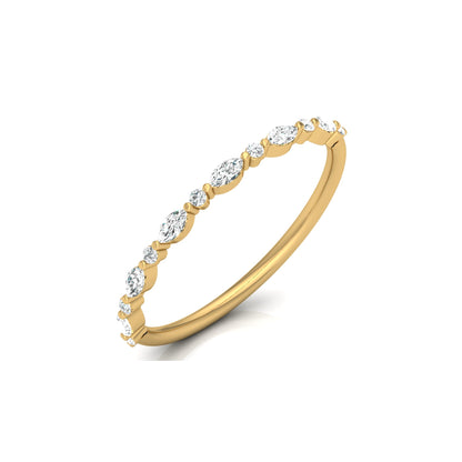 Marquise And Round Cut Lab Or Natural Diamond Ring For Anniversary Gift In 14 KT Solid Gold