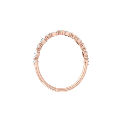 Marquise And Round Cut Lab Or Natural Diamond Ring For Anniversary Gift In 14 KT Solid Gold