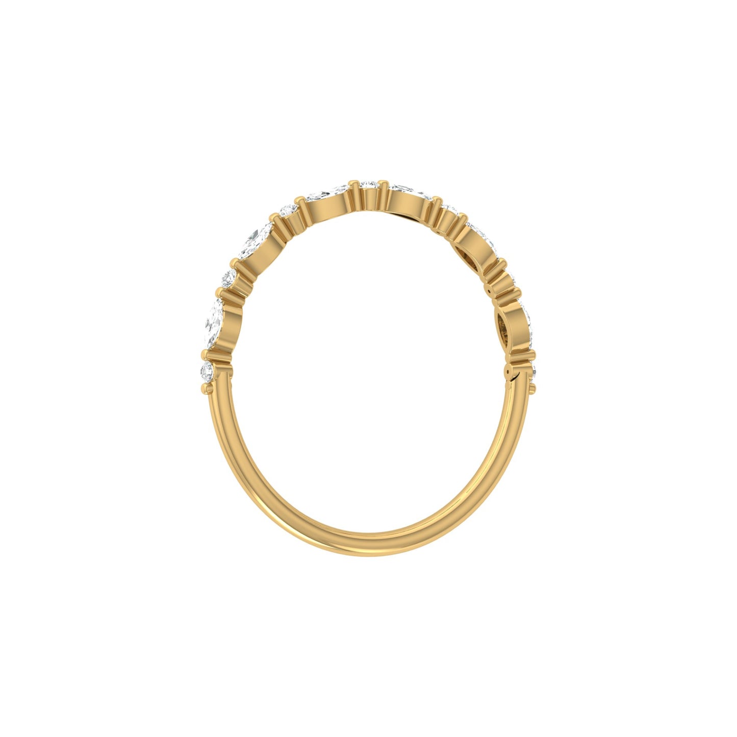 Marquise And Round Cut Lab Or Natural Diamond Ring For Anniversary Gift In 14 KT Solid Gold
