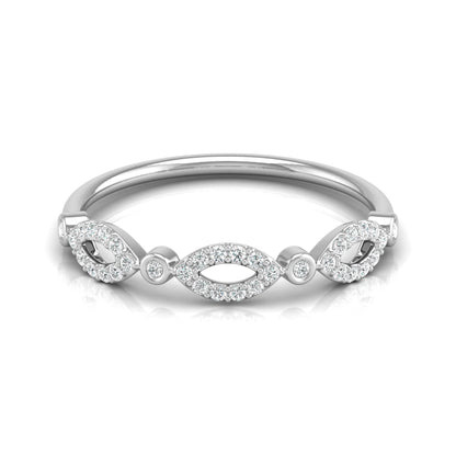 Marquise and Round Diamond Wedding Band Ring Stackable Design for Women in 14 KT Solid Gold