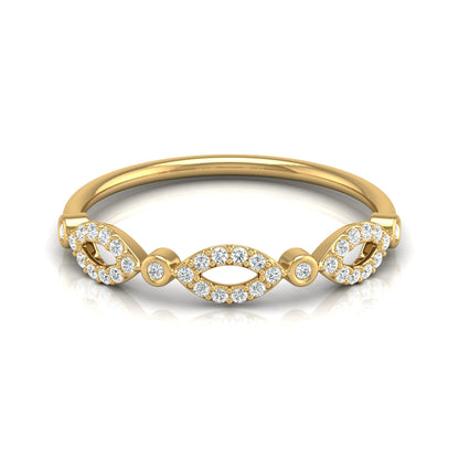 Marquise and Round Diamond Wedding Band Ring Stackable Design for Women in 14 KT Solid Gold