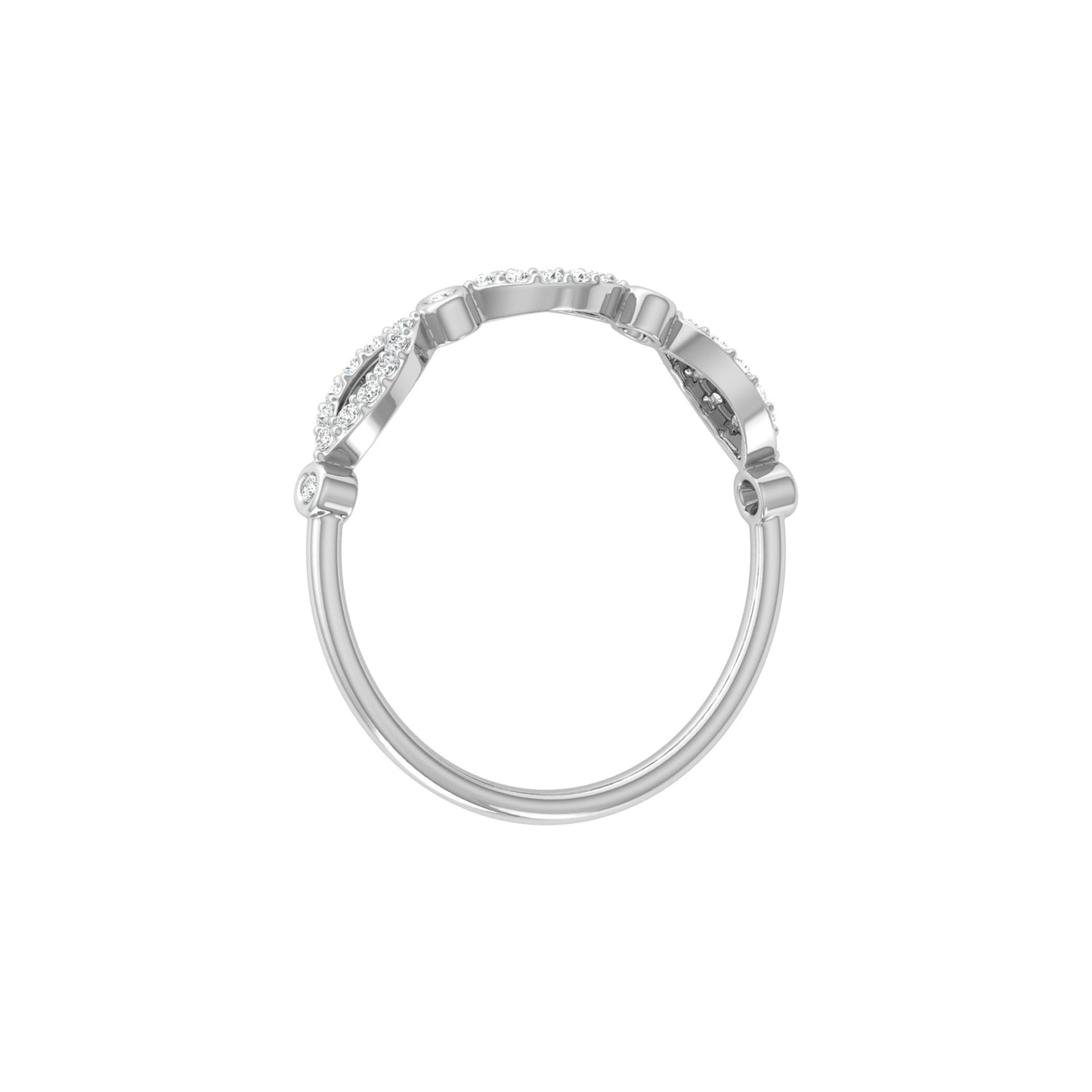 Marquise and Round Diamond Wedding Band Ring Stackable Design for Women in 14 KT Solid Gold