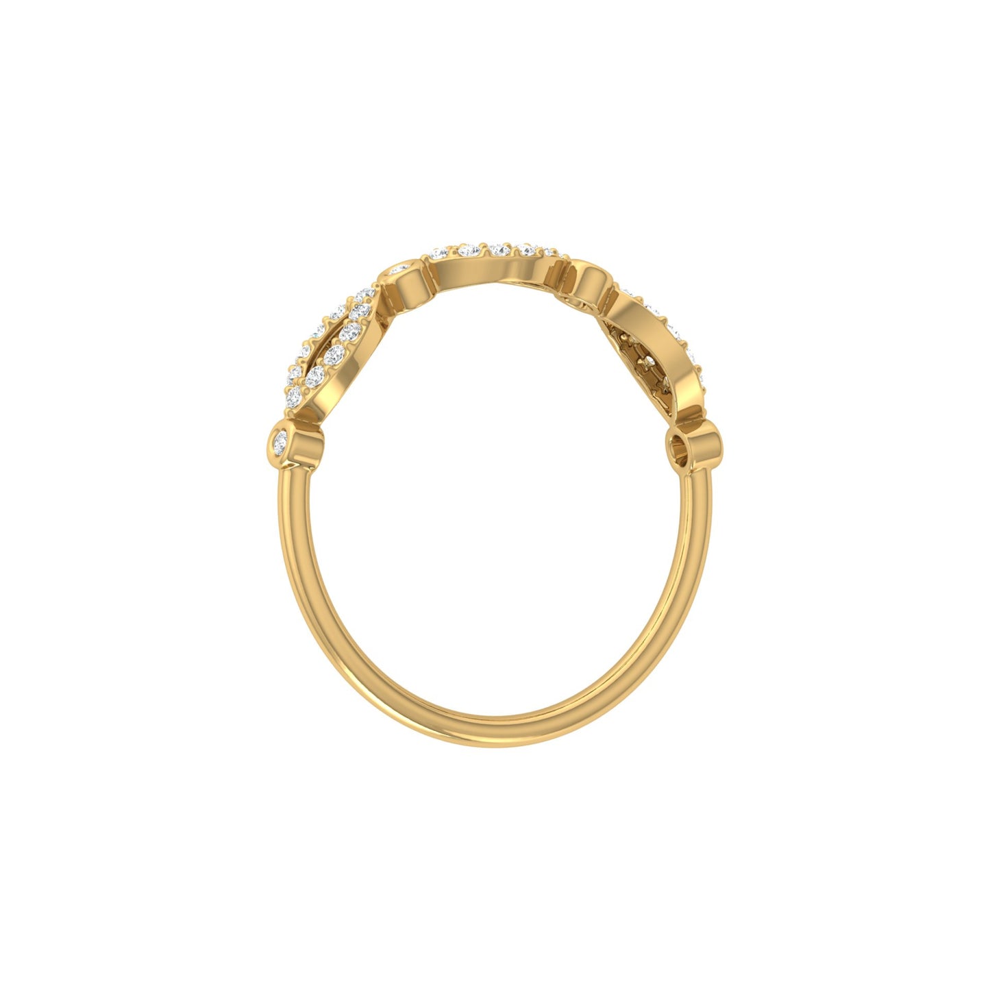 Marquise and Round Diamond Wedding Band Ring Stackable Design for Women in 14 KT Solid Gold