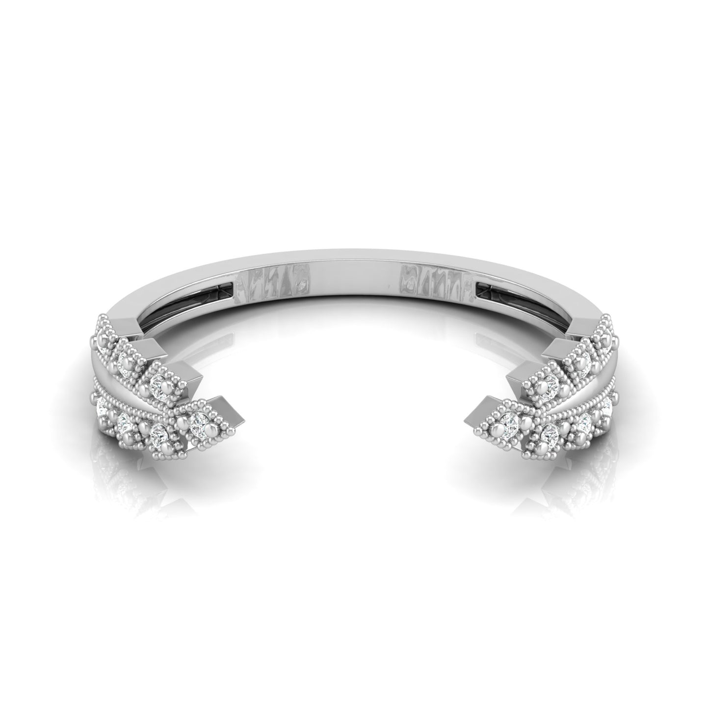 Affordable Open Cuff Band Ring with Round Diamond For Her In 18 KT Solid Gold