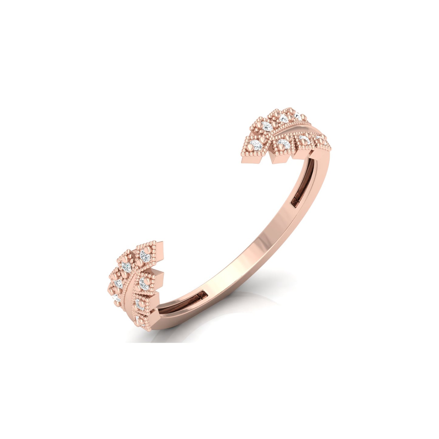 Affordable Open Cuff Band Ring with Round Diamond For Her In 18 KT Solid Gold
