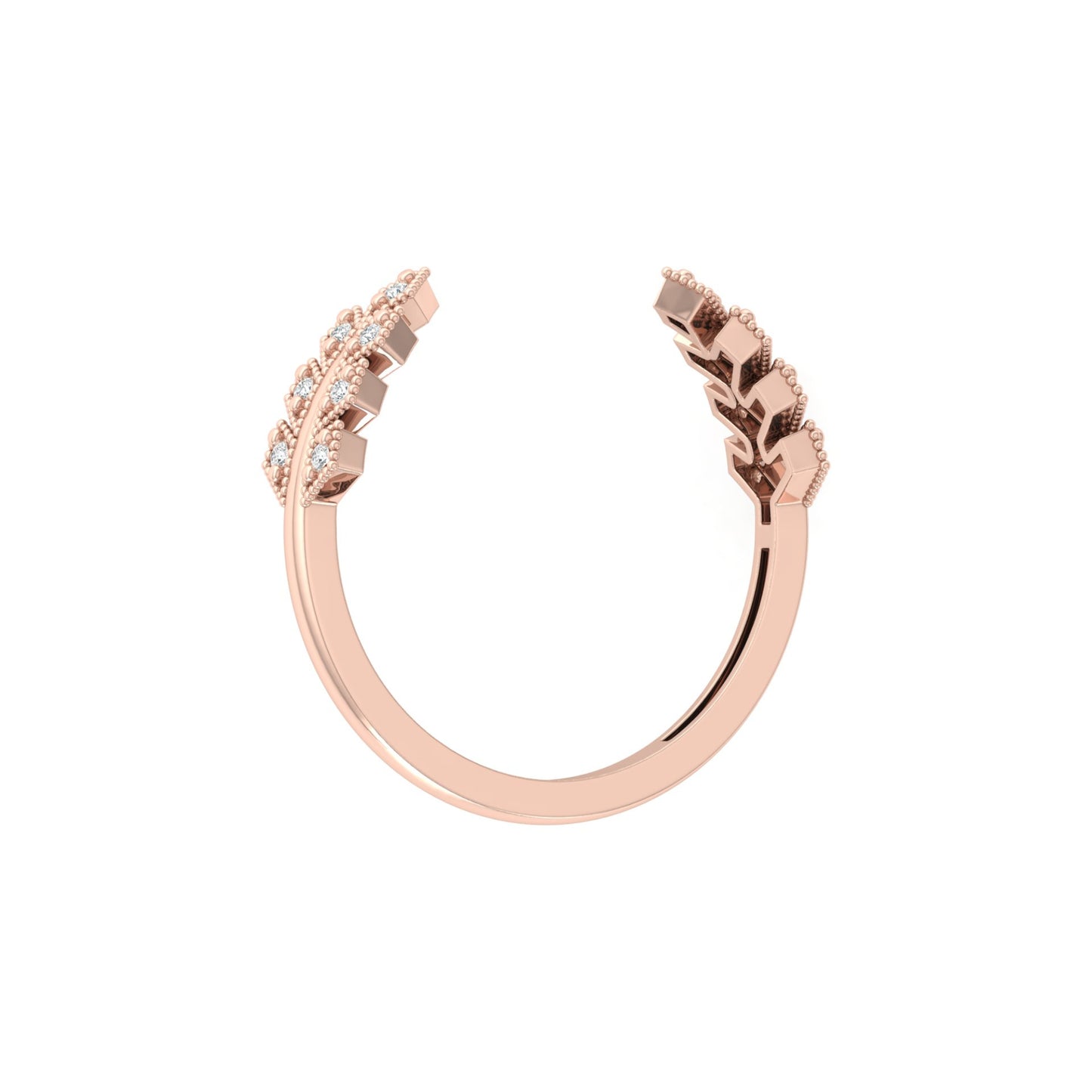 Affordable Open Cuff Band Ring with Round Diamond For Her In 18 KT Solid Gold