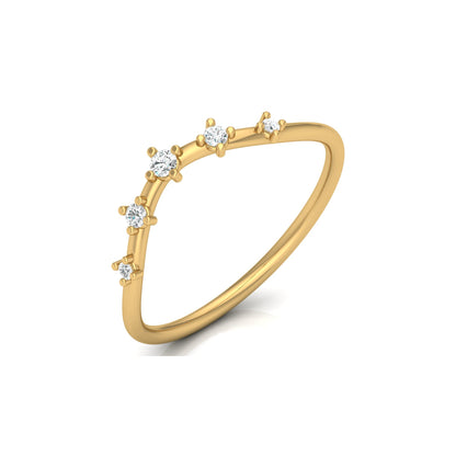 Lightweight 5-Stone V Shaped Round Diamond Ring for Women's Elegant Solid Gold Design