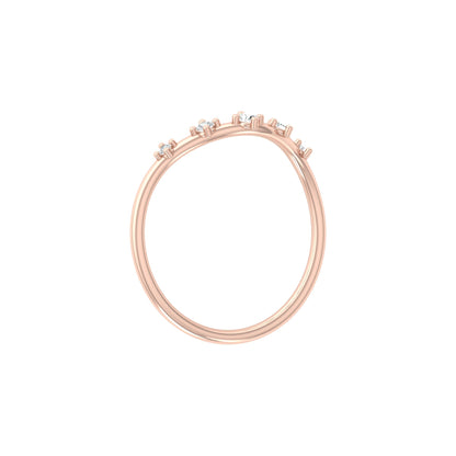 Lightweight 5-Stone V Shaped Round Diamond Ring for Women's Elegant Solid Gold Design