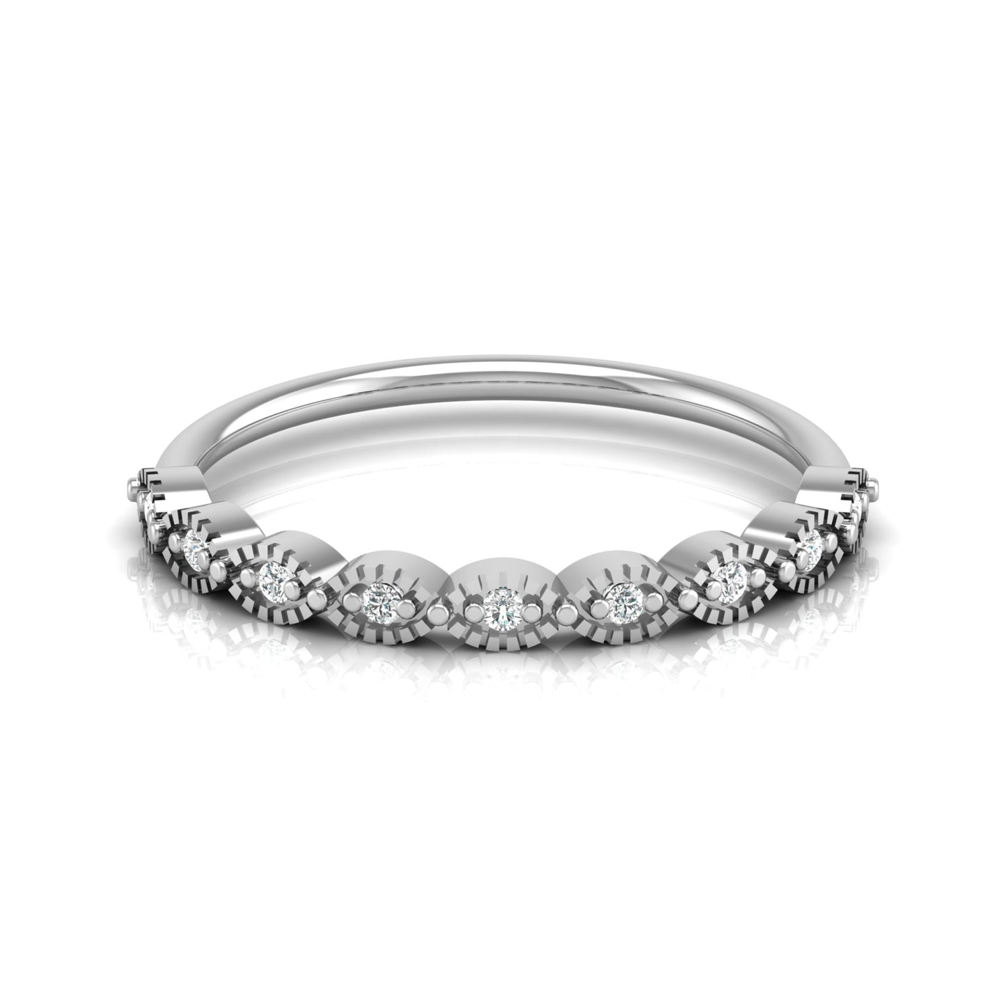 Dainty Diamond Cluster Band Ring for Women's Stackable Vintage Wedding Ring In 14K Solid Gold