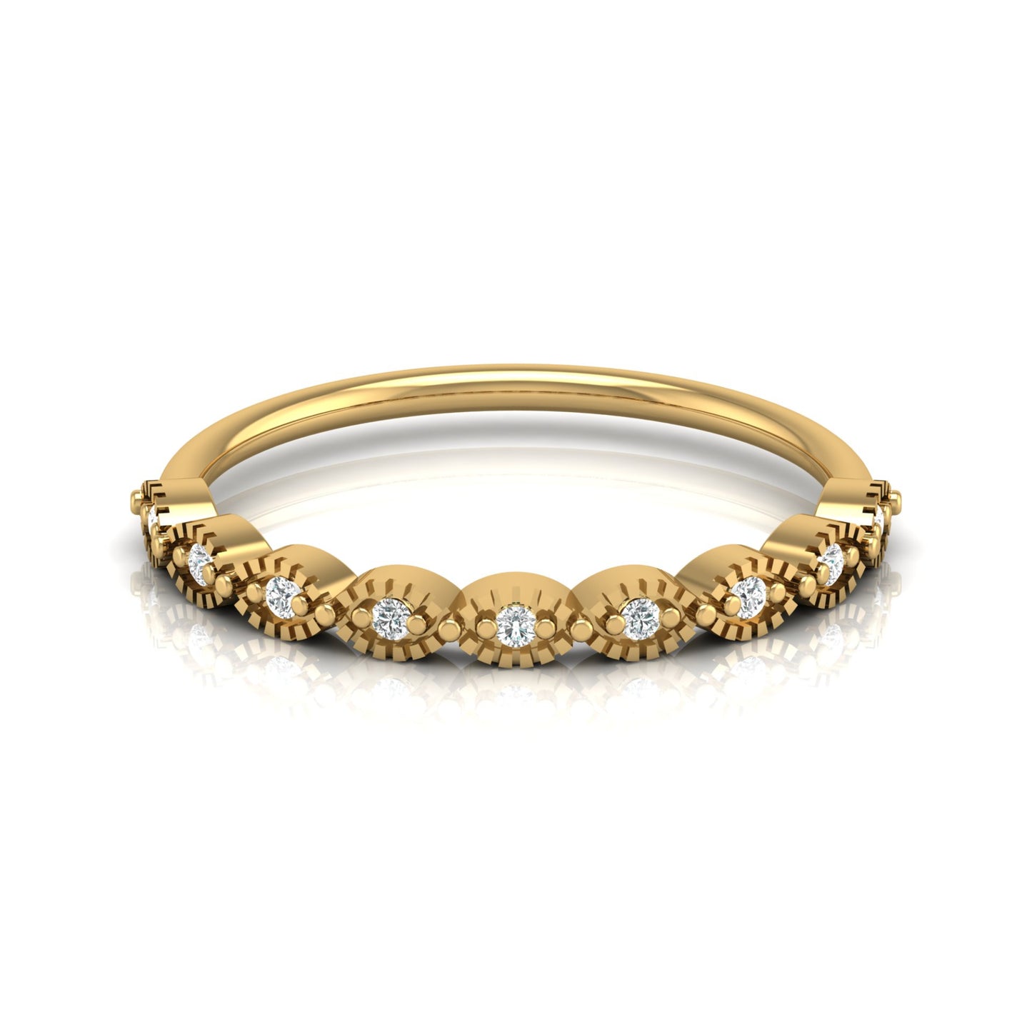 Dainty Diamond Cluster Band Ring for Women's Stackable Vintage Wedding Ring In 14K Solid Gold