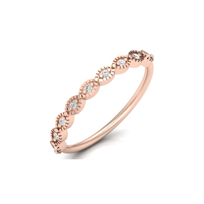 Dainty Diamond Cluster Band Ring for Women's Stackable Vintage Wedding Ring In 14K Solid Gold