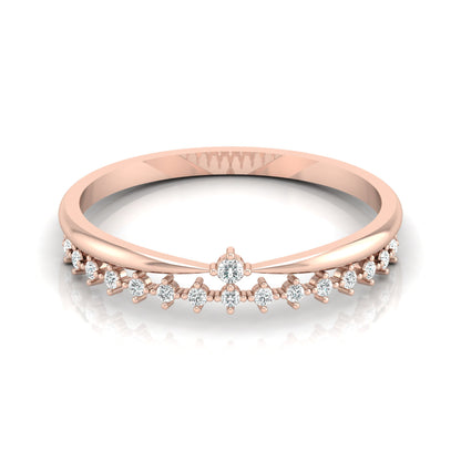 Round Cut Diamond Promise Ring for Wife Dainty Everyday Wear Band in 14K Solid Gold