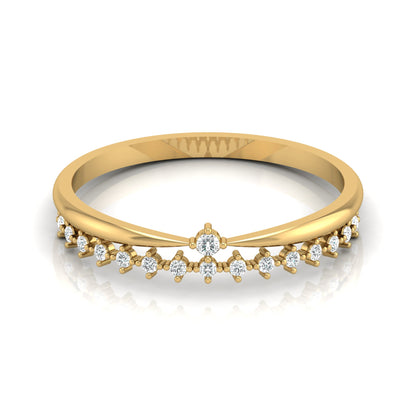 Round Cut Diamond Promise Ring for Wife Dainty Everyday Wear Band in 14K Solid Gold