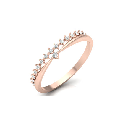 Round Cut Diamond Promise Ring for Wife Dainty Everyday Wear Band in 14K Solid Gold