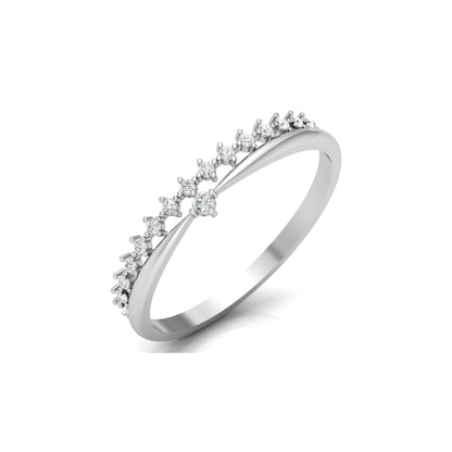 Round Cut Diamond Promise Ring for Wife Dainty Everyday Wear Band in 14K Solid Gold