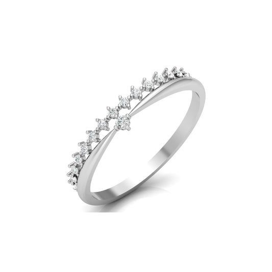 Round Cut Diamond Promise Ring for Wife Dainty Everyday Wear Band in 14K Solid Gold