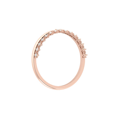 Round Cut Diamond Promise Ring for Wife Dainty Everyday Wear Band in 14K Solid Gold