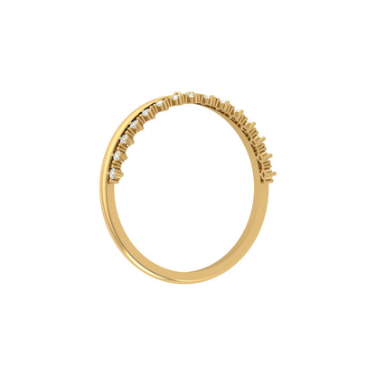 Round Cut Diamond Promise Ring for Wife Dainty Everyday Wear Band in 14K Solid Gold