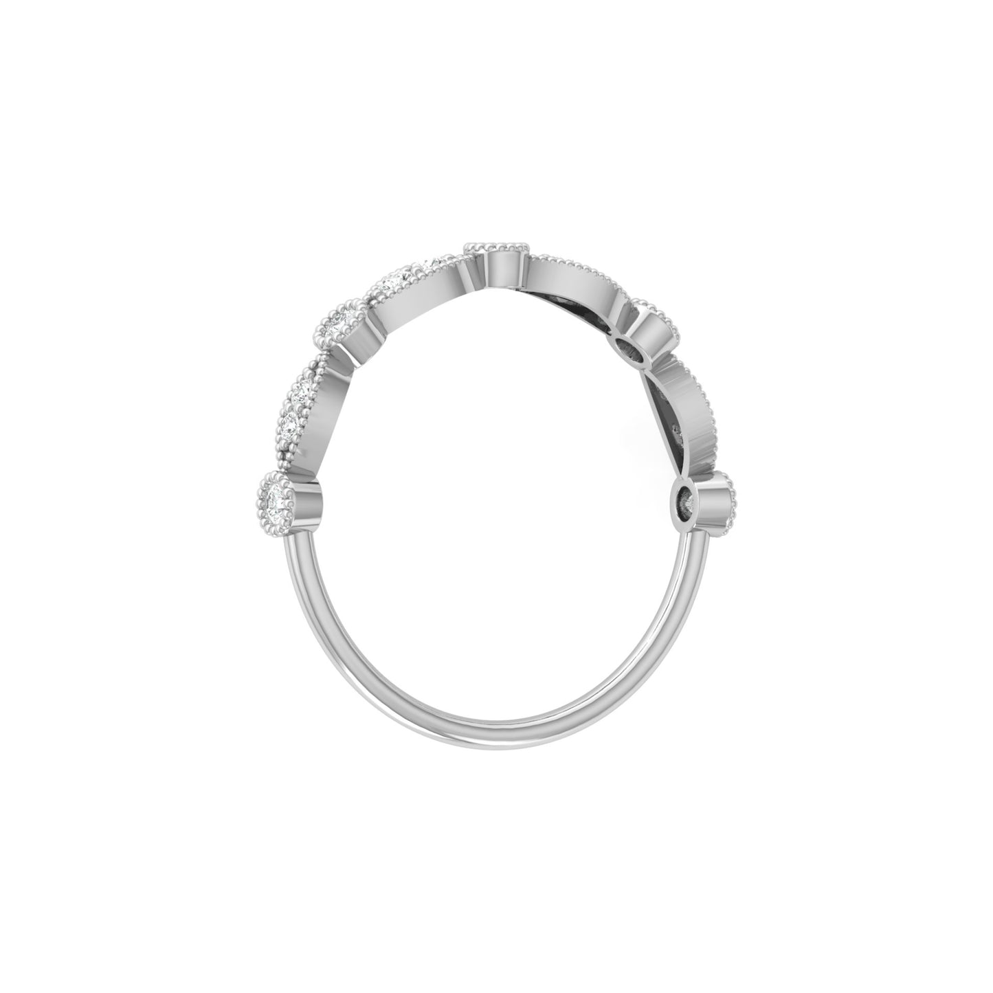 Vintage Art Deco Round Diamond Band Ring for Women In 14K Solid Gold Elegant Everyday Wear Ring
