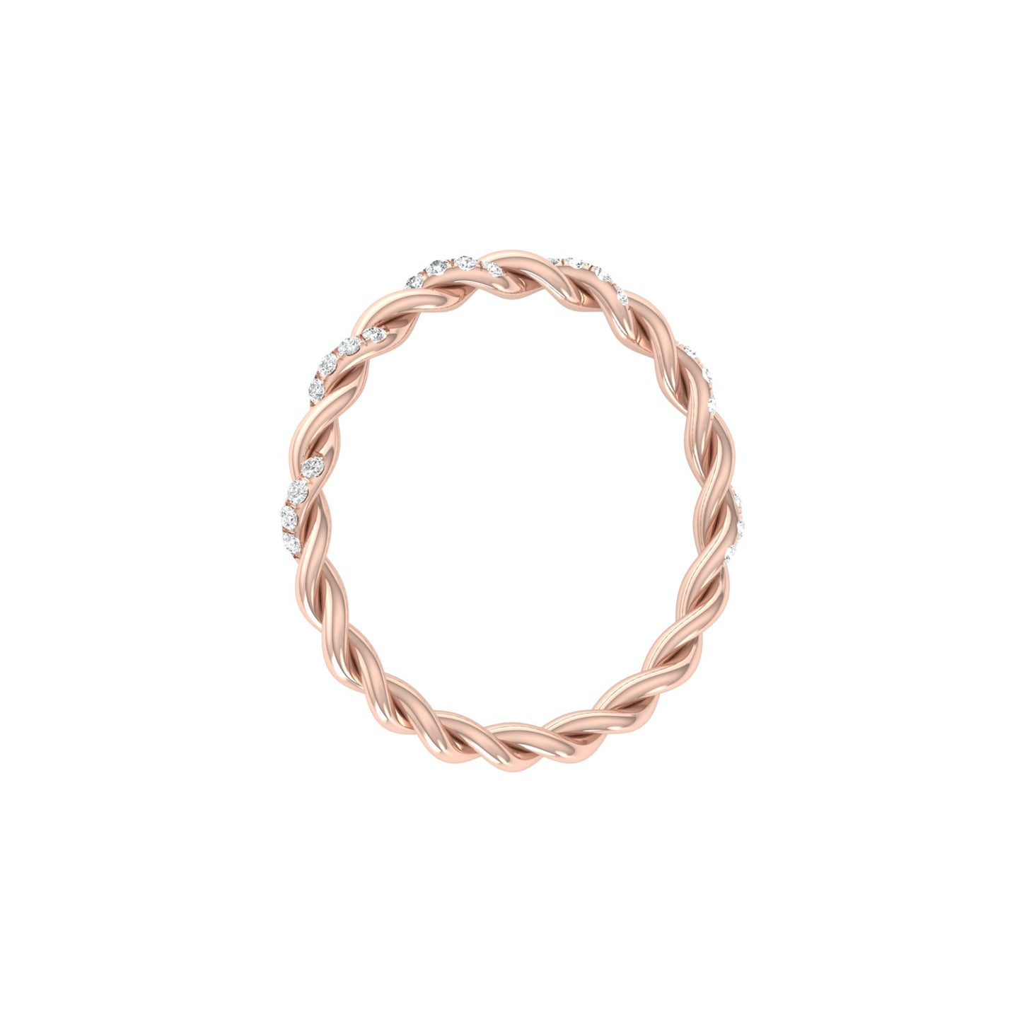 Dainty Twisted Diamond Band Ring for Women's Minimalist Stackable Ring In 14K Solid Gold