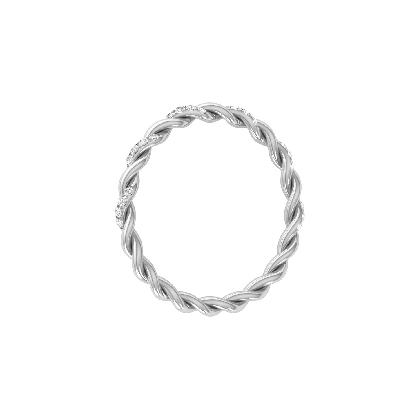 Dainty Twisted Diamond Band Ring for Women's Minimalist Stackable Ring In 14K Solid Gold