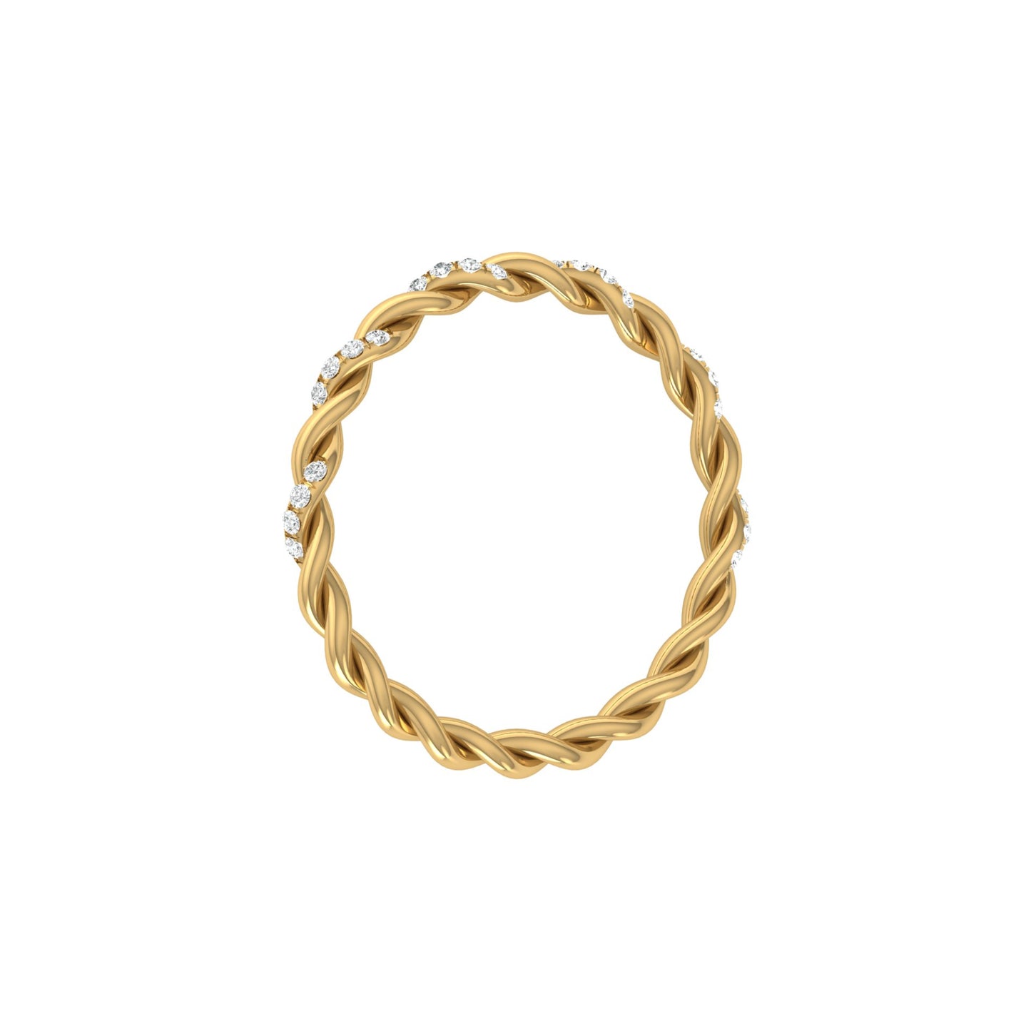 Dainty Twisted Diamond Band Ring for Women's Minimalist Stackable Ring In 14K Solid Gold