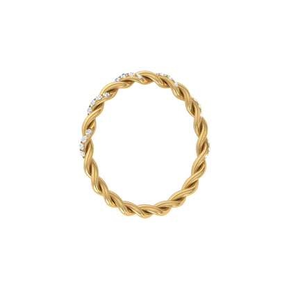 Dainty Twisted Diamond Band Ring for Women's Minimalist Stackable Ring In 14K Solid Gold
