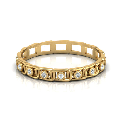 Vintage-Inspired Round Diamond Wedding Band Ring for Daily Wear in 18K Solid Gold