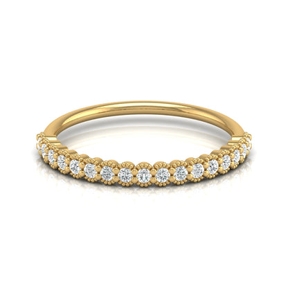 Affordable Round Diamond Half Eternity Wedding Band Gift for Women's in 14K Solid Gold