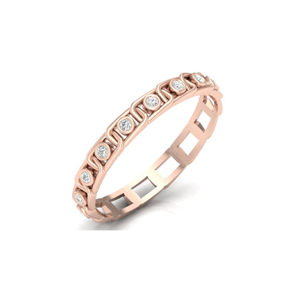 Vintage-Inspired Round Diamond Wedding Band Ring for Daily Wear in 18K Solid Gold