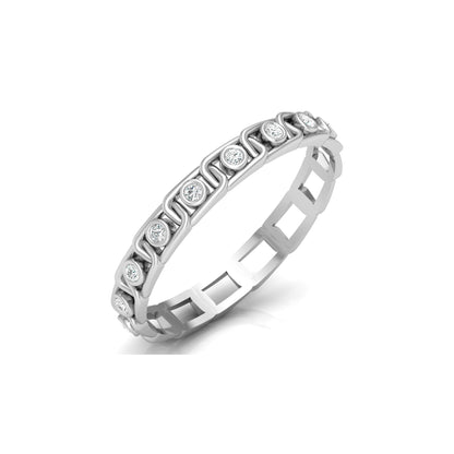 Vintage-Inspired Round Diamond Wedding Band Ring for Daily Wear in 18K Solid Gold