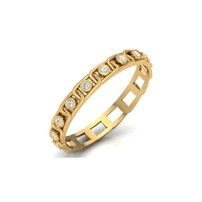 Vintage-Inspired Round Diamond Wedding Band Ring for Daily Wear in 18K Solid Gold